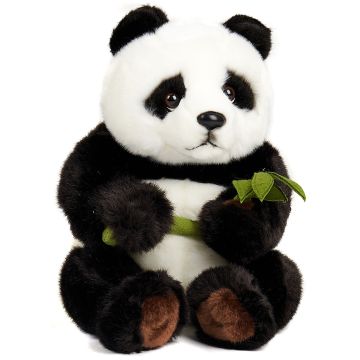 Pandabär mit Blatt, sitzend - 30 cm (Höhe)
