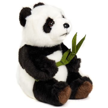 Pandabär mit Blatt, sitzend - 17 cm (Höhe)