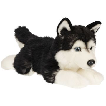 Husky schwarz, liegend - 41 cm (Länge) -- Plüsch-Hund