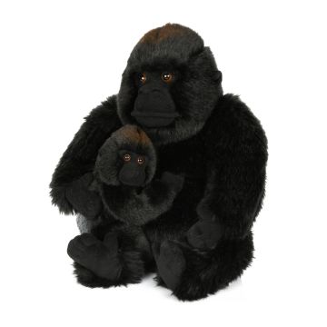 Gorilla mit Baby, sitzend - 29 cm (Höhe)