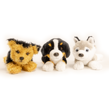 Berner Sennen, Husky, Terrier Plushies (ohne Leine) - 21 cm (Länge) - VE 120 St