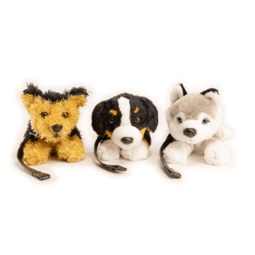 Berner Sennen, Husky, Terrier Plushies (mit Leine) - 21 cm (Länge) - VE 120 St