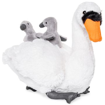Schwan mit Babys - 24 cm (Höhe) -- Plüsch-Vogel