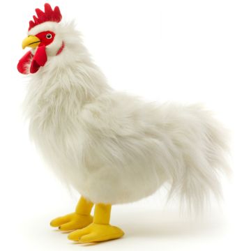Hahn weiß - 37 cm (Höhe) -- Plüsch-Huhn