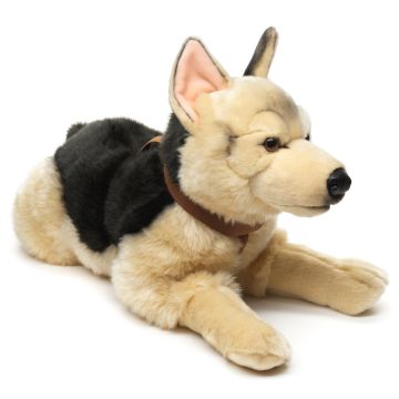 Deutscher Schäferhund, liegend (mit Geschirr) - 65 cm (Länge) -- Plüsch-Hund