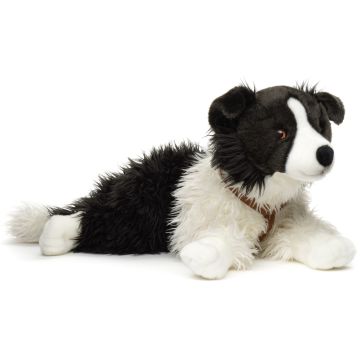 Border Collie, liegend (mit Geschirr) - 64 cm (Länge) -- Plüsch-Hund
