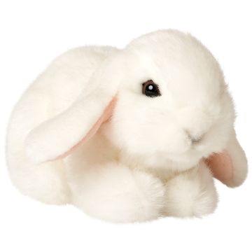 Widderkaninchen, liegend (weiß) - 18 cm (Länge) -- Plüsch-Hase, Kaninchen
