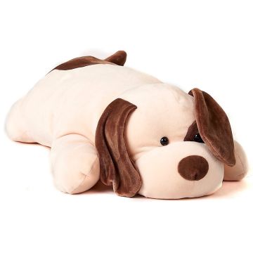 Plüsch-Kissen - ultraweich - Hund braun-beige - 57 cm (Länge)