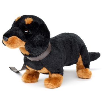 Dackel, stehend (mit Leine) - 28 cm (Länge) -- Plüsch-Hund
