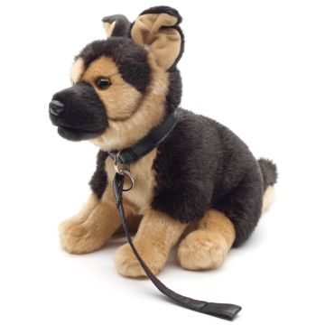 Deutscher Schäferhund, sitzend (mit Leine) - 24 cm (Höhe) -- Plüsch-Hund