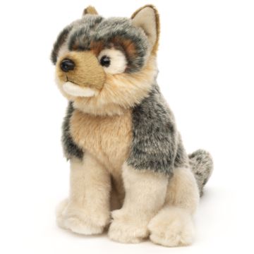 Grauwolf Junges, sitzend - 26 cm (Länge) -- Plüsch-Wolf