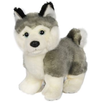 Husky Welpe grau, stehend (ohne Leine) - 21 cm (Länge) -- Plüsch-Hund