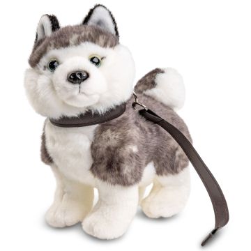 Husky Welpe grau, stehend (mit Leine) - 21 cm (Länge) -- Plüsch-Hund