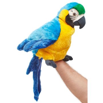 Handpuppe Papagei, mit drehbarem Kopf - 26 cm (Höhe) -- Plüsch-Vogel