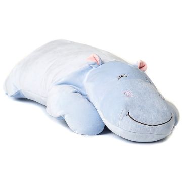 Plüsch-Kissen - ultraweich - Nilpferd hellblau - 56 cm (Länge)