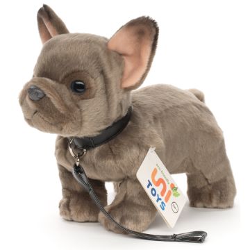 Französische Bulldogge (grau) - Mit Leine - 26 cm (Länge) -- Plüsch-Hund, Dogge