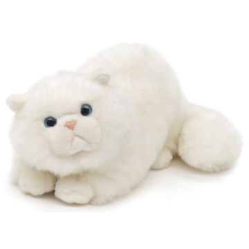 Perserkatze, liegend (weiß) - 31 cm (Länge) -- Plüsch-Katze