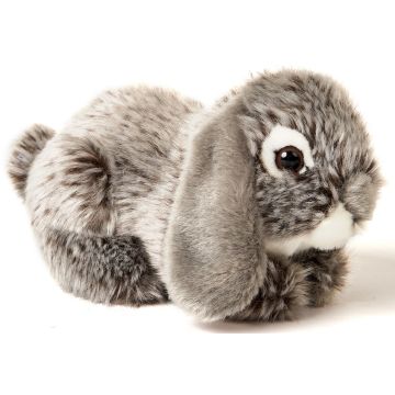 Widderkaninchen, liegend (grau) - 18 cm (Länge) -- Plüsch-Hase, Kaninchen