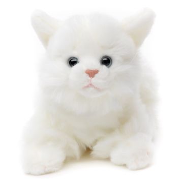 Katze, liegend (weiß) - 20 cm (Länge)