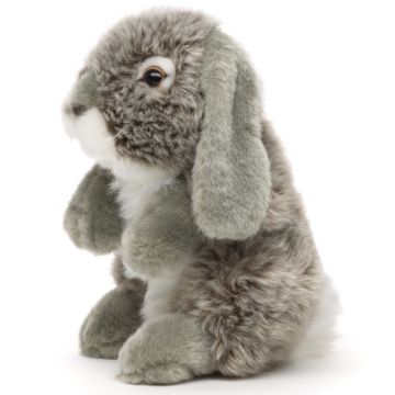 Widderkaninchen, stehend (grau) - 18 cm (Höhe) -- Plüsch-Hase, Kaninchen
