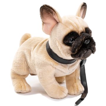 Französische Bulldogge (beige) - Mit Leine - 27 cm (Länge) -- Plüsch-Hund, Dogge