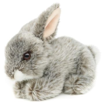 Hase, liegend (grau) - 18 cm (Länge) -- Plüsch-Kaninchen