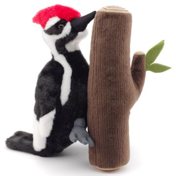 Specht am Stamm - 27 cm (Höhe) -- Plüsch-Vogel