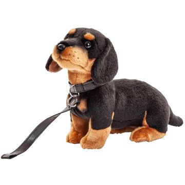 Dackel (mit Leine) - 27 cm (Länge) -- Plüsch-Hund