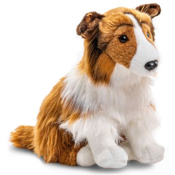 Langhaarcollie, sitzend (ohne Leine) - 27 cm (Höhe) -- Plüsch-Hund, Collie