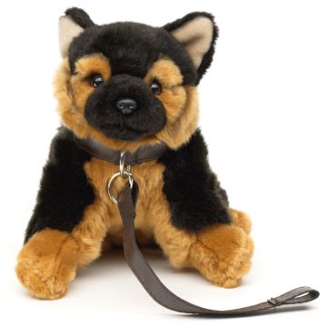 Deutscher Schäferhund Welpe, sitzend - Mit Leine - 18 cm (Höhe) -- Plüsch-Hund
