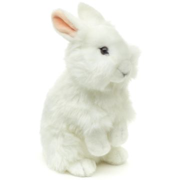 Löwenkopf-Kaninchen, stehend (weiß) - Mit aufgestellten Ohren  - 23 cm (Höhe) -- Plüsch-Hase