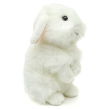 Löwenkopf-Kaninchen, stehend (weiß) - Mit hängenden Ohren - 23 cm (Höhe) -- Plüsch-Hase