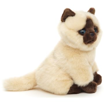 Siamkatze, sitzend (beige-braun) - 21 cm (Höhe) -- Plüsch-Katze