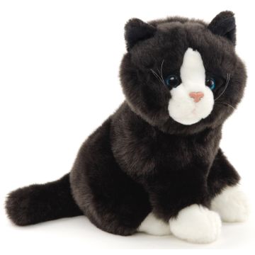 Katze, sitzend (schwarz-weiß) - 21 cm (Höhe)