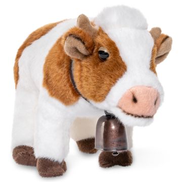 Kuh weiß-braun, stehend - Mit Glocke - 27 cm (Länge)