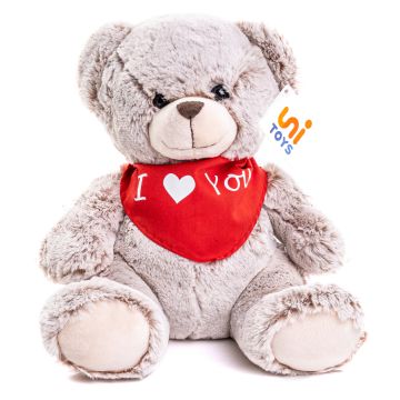 Teddybär (hellbraun) - Mit Halstuch "I ❤️ You" - superweich - 24 cm (Höhe) -- Plüsch-Bär, Teddy