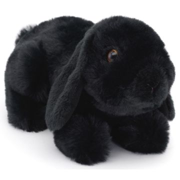 Widderkaninchen, liegend (schwarz) - 20 cm (Länge) -- Plüsch-Hase, Kaninchen