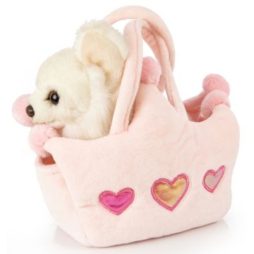 Chihuahua (weiß) - Mit Prinzessinentasche - 18 cm (Länge) -- Plüsch-Hund