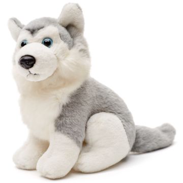 Husky, sitzend (grau) - 16 cm (Höhe) -- Plüsch-Hund