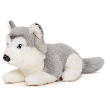 Husky, liegend (grau) - 17 cm (Länge) -- Plüsch-Hund