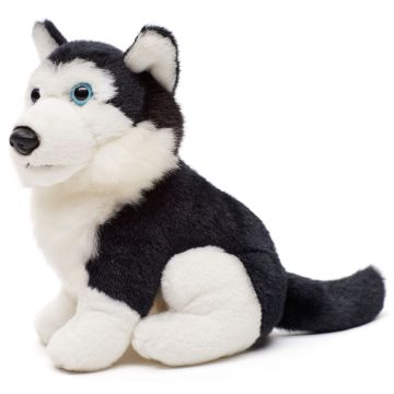 Husky, sitzend (schwarz) - 16 cm (Höhe) -- Plüsch-Hund