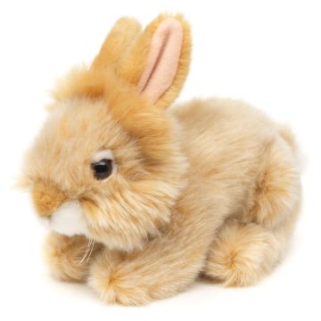 Angorakaninchen, liegend (beige) - 18 cm (Länge) -- Plüsch-Kaninchen, Hase