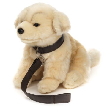 Golden Retriever (mit Leine) -  Mit bellender Stimme (Sound) - 18 cm (Höhe) -- Plüsch-Hund