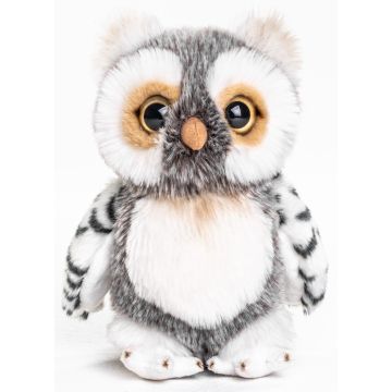 Eule (grau-weiß) - 18 cm (Höhe) -- Plüsch-Vogel