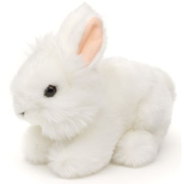 Angorakaninchen, liegend (weiß) - 18 cm (Länge) -- Plüsch-Kaninchen, Hase