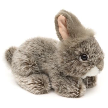 Angorakaninchen, liegend (grau) - 18 cm (Länge) -- Plüsch-Kaninchen, Hase