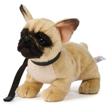 Französische Bulldogge (beige) - Mit Leine - 26 cm (Länge) -- Plüsch-Hund, Dogge