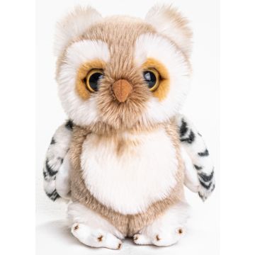 Eule (beige-weiß) - 18 cm (Höhe) -- Plüsch-Vogel