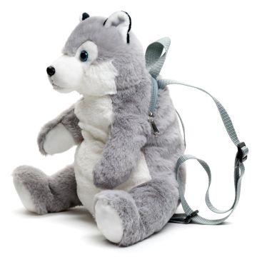 Rucksack aus Plüsch (Husky) - 35 cm (Höhe) -- Plüsch-Hund