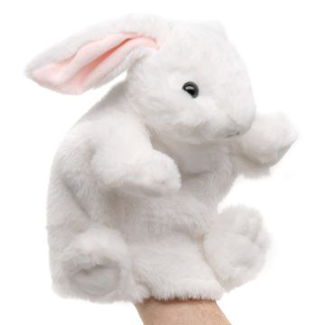 Handpuppe Hase (weiß) - 24 cm (Höhe) -- Plüsch-Kaninchen